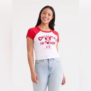 Disney Mickey Mouse Women’s Graphic Baby Tee, Size L 12/14 BNWT